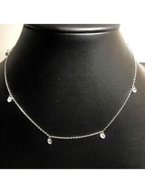 8250 Sterling ATI 925 contemporary CZ dangle minimalist 14-17" Necklace 1.8g
